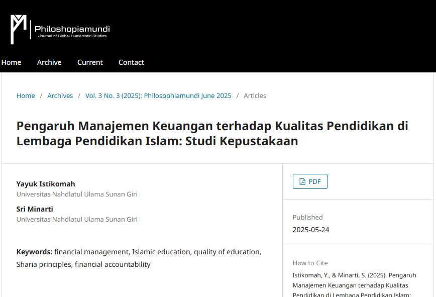 Pengaruh Manajemen Keuangan terhadap Kualitas Pendidikan di Lembaga Pendidikan Islam: Studi Kepustakaan