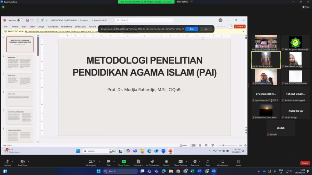 Kuliah pakar Metodologi Penelitian PAI
