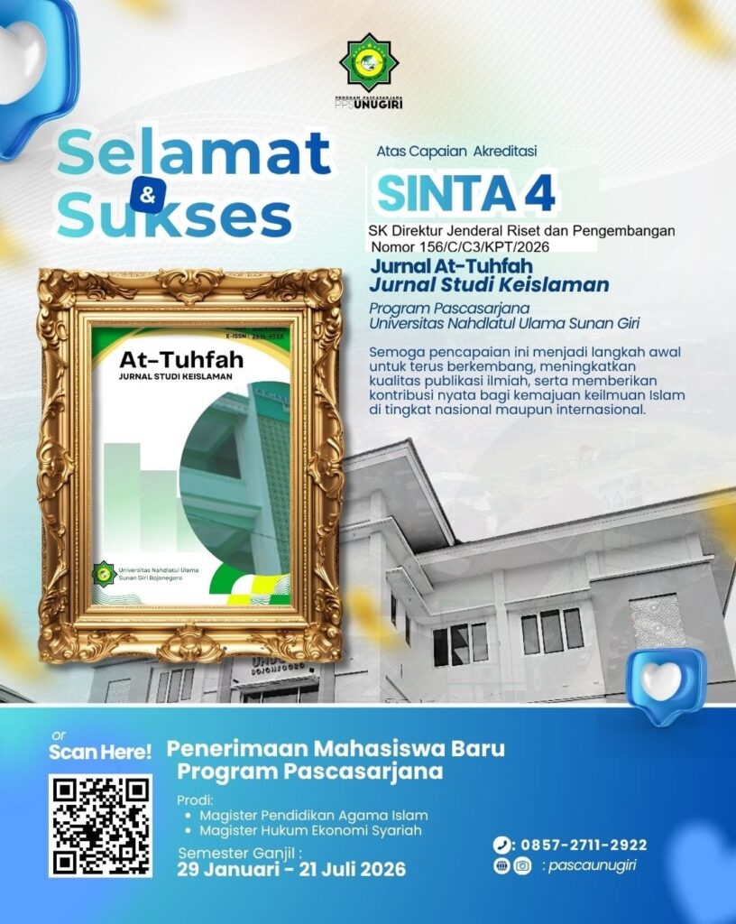 Jurnal At-Tuhfah Pascasarjana UNUGIRI Raih Peringkat Akreditasi SINTA 4