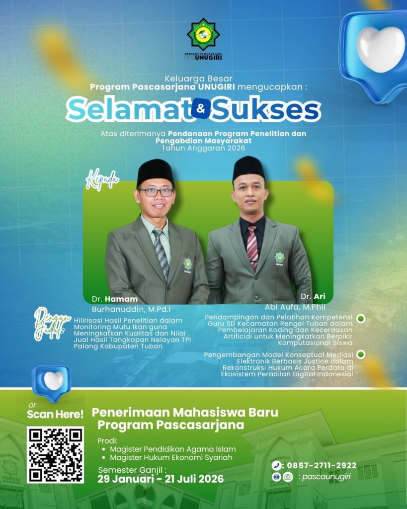 Dosen MPAI Pascasarjana UNUGIRI Raih Hibah PKM BIMA Kemendiktisaintek 2026