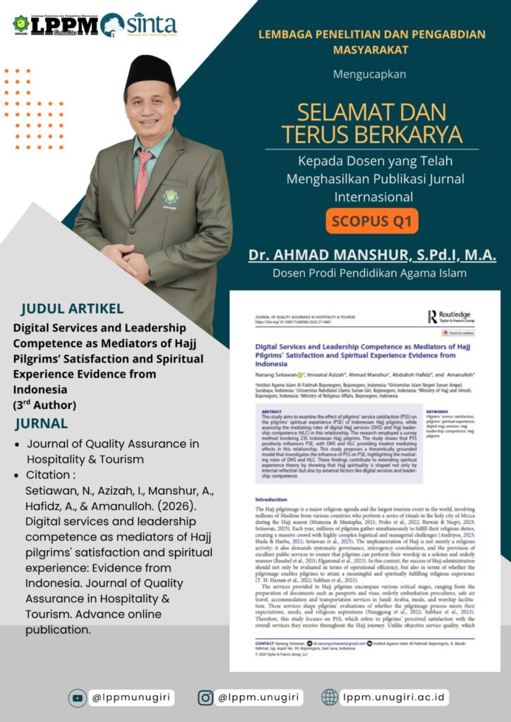 Dosen MPAI UNUGIRI Raih Prestasi Internasional melalui Publikasi pada Jurnal Scopus Q1